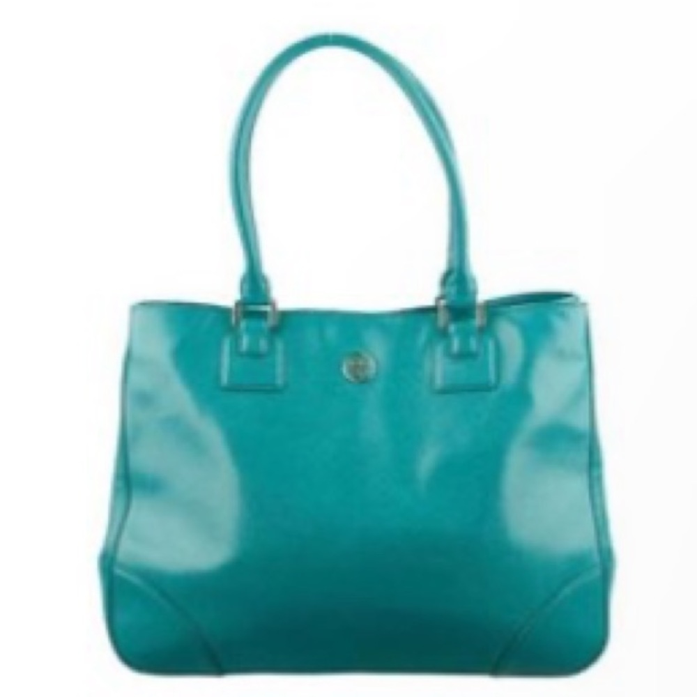 🩱Tory Burch🩱Teal Saffiano Leather Robinson Tote Bag